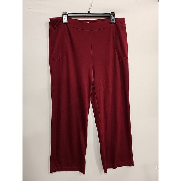 Calvin Klein Pants - Calvin Klein Leggings Womens L Maroon, 29.5 Inseam Pockets Wide Leg